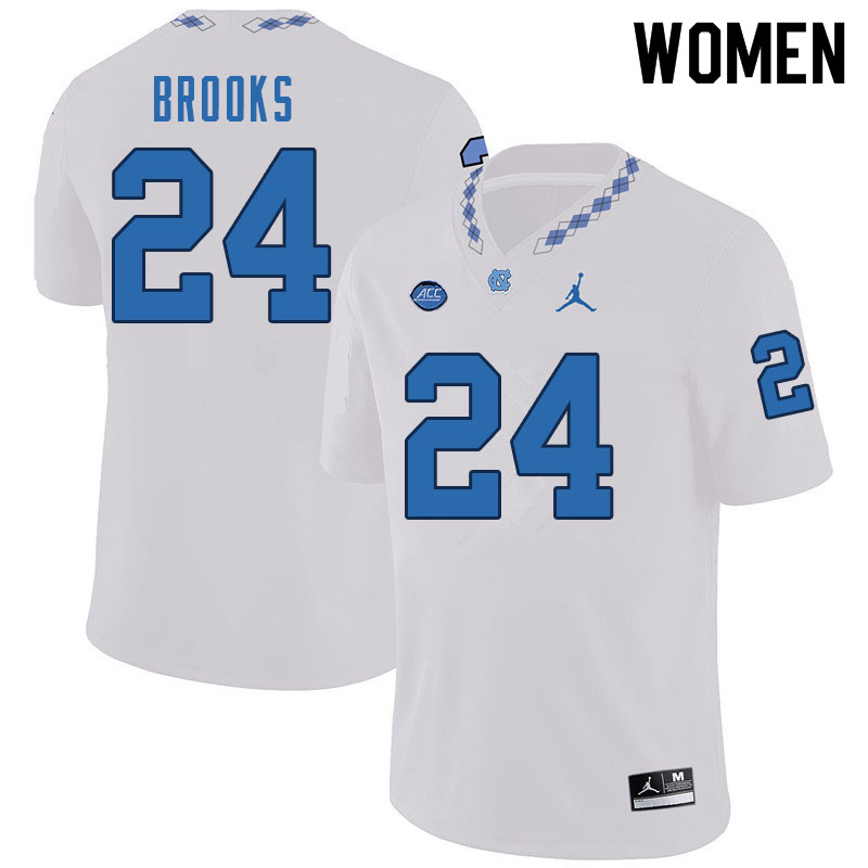 Women #24 British Brooks North Carolina Tar Heels College Football Jerseys Sale-White